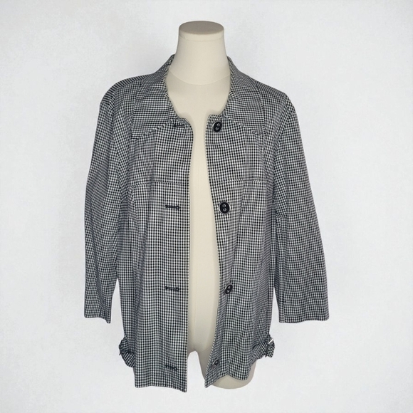 R Q T Jackets & Blazers - Elegant Black and White Checkered Blazer
